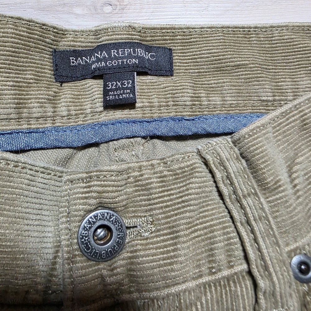 Banana Republic Corduroy Pants Mens 32x32 Tan Khaki Pima Cotton 5-Pocket Cords - Picture 3 of 9